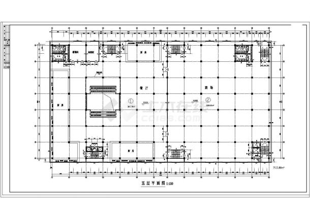 山东省某乡镇五层商场平面CAD建筑图-图一
