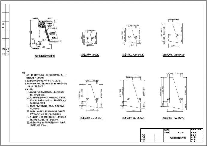 某扶壁式及毛石挡土墙节点构造大样_图1