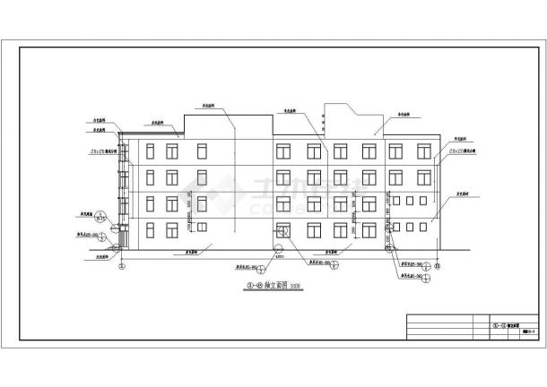 某地区三层别墅建筑结构CAD施工图纸-图二