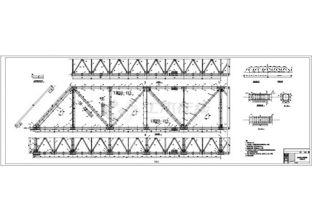 某地区灰管桥50米钢桥结构cad构造设计图-图二