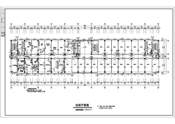 四川省某城镇六层研发大楼CAD平面图-图一