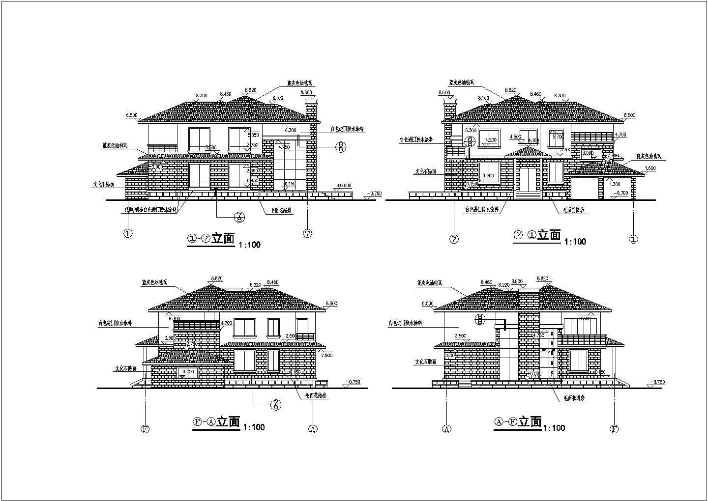 湖南省某乡镇独栋别墅CAD建筑施工图