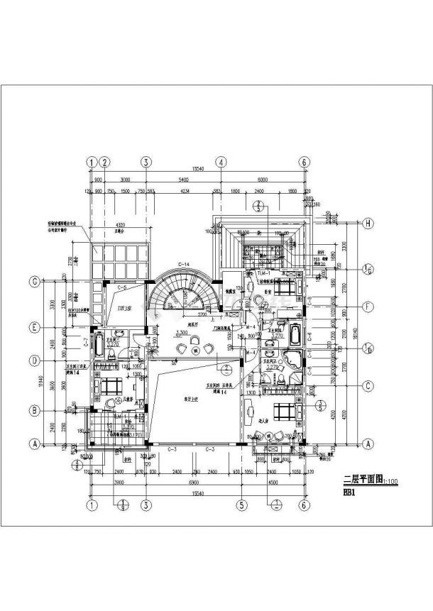 四川省某乡镇三层别墅样板CAD方案图-图二