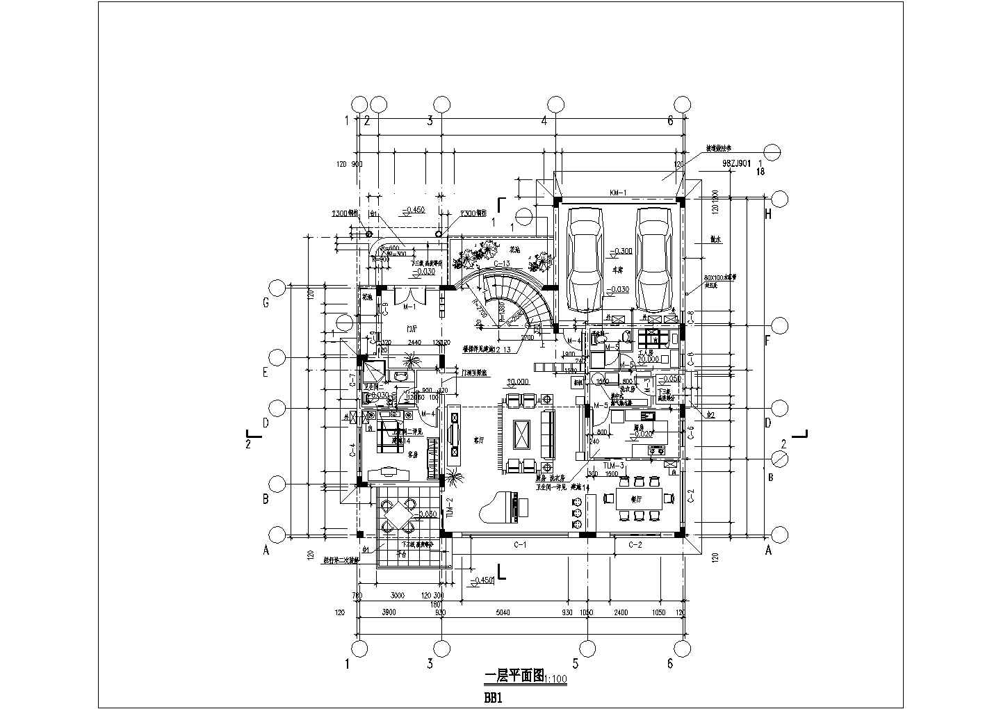 四川省某乡镇三层别墅样板CAD方案图