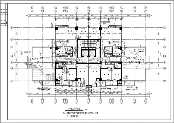 某地区陈家庄商住楼施工设计CAD图-图二