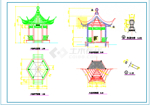 古建双亭建筑设计施工图（共8张）-图二