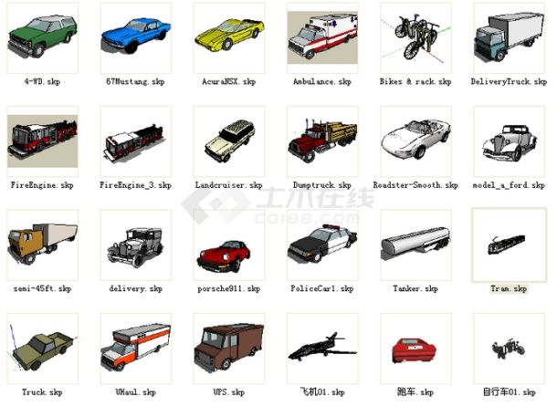 sketchup交通工具模版-图一