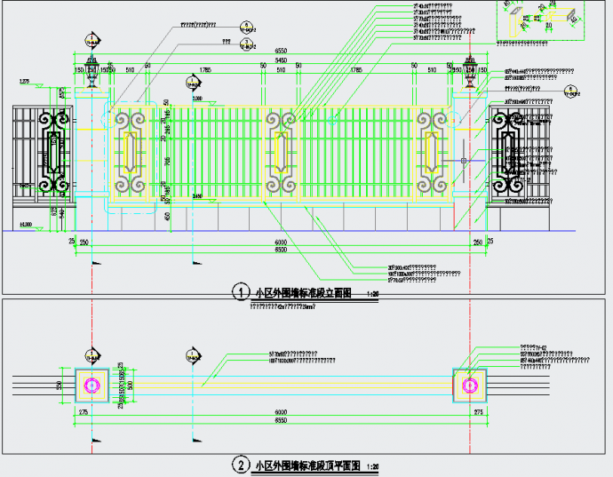 某大型的工程铁艺围墙布置图_图1