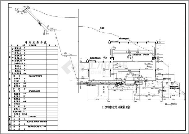 某地区水电站厂房cad施工设计建筑图纸-图二