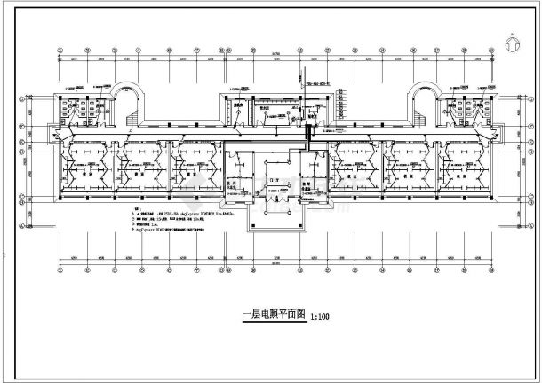 三层框架结构教学楼电气施工设计图-图一