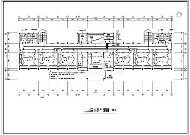 三层框架结构教学楼电气施工设计图-图二