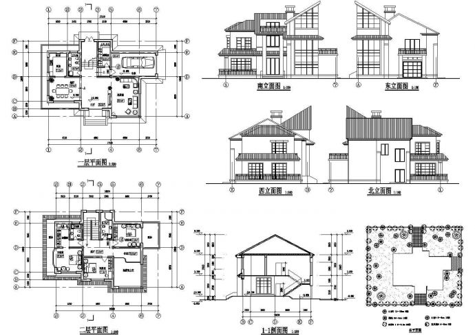 某住宅区16套别墅建筑设计方案图纸_图1