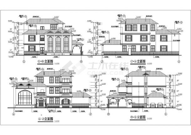 简欧舒适三层带屋顶花园自建房屋详细建筑设计图-图一