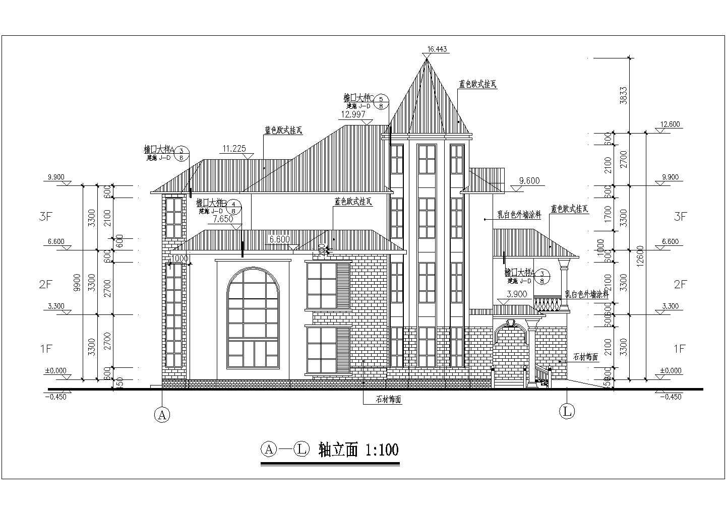 别致三层独栋新农村住宅建筑设计图