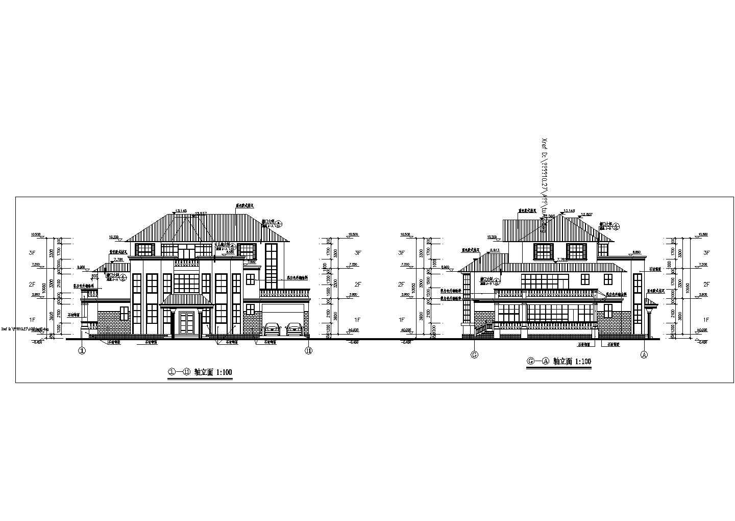 都市高档三层自建别墅详细建筑设计图