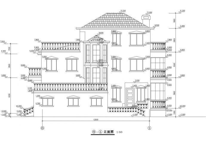 都市风格三层独栋新农村自建别墅详细建筑设计图（全套）_图1