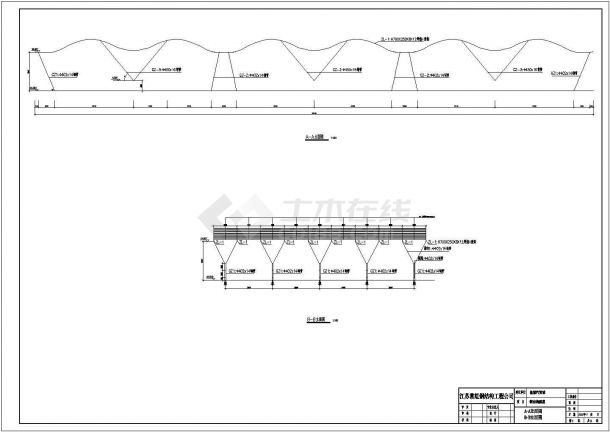 【盐城】某汽贸城钢结构飘顶设计方案图-图一