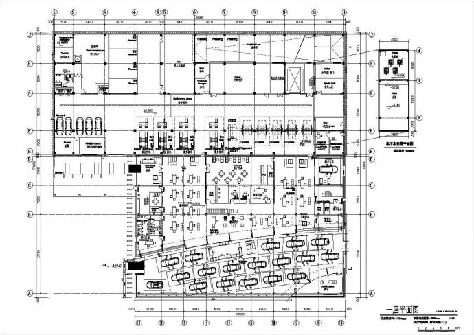 某地区一汽大众奥迪城市展厅刻盘CAD设计图纸_图1