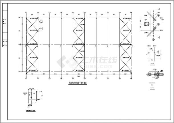 某地区28米跨钢结构厂房设计施工图-图二