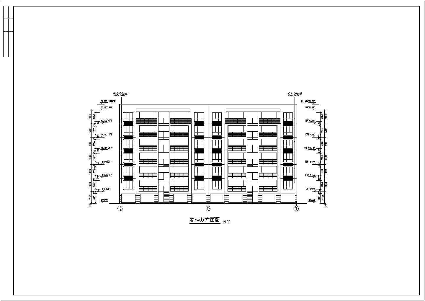 七层二单元对称户型城市小区住宅图纸