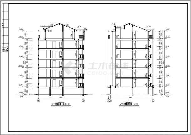六层加1阁楼层框架结构3961平米三单元每单元2户对称户型-图二