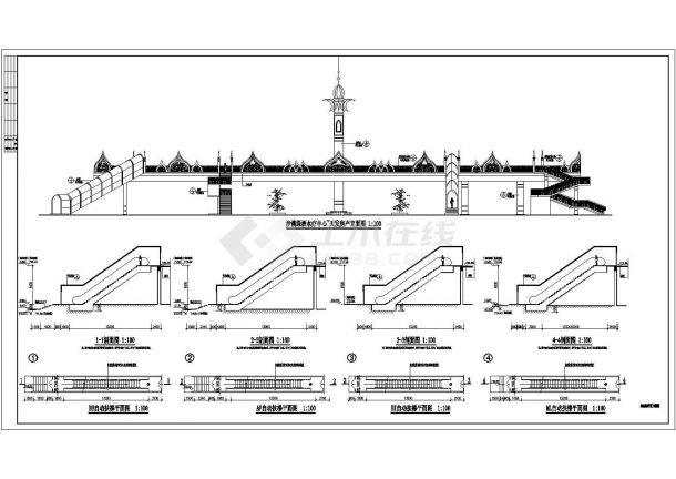 人行天桥建筑设计施工图（共3张）-图一