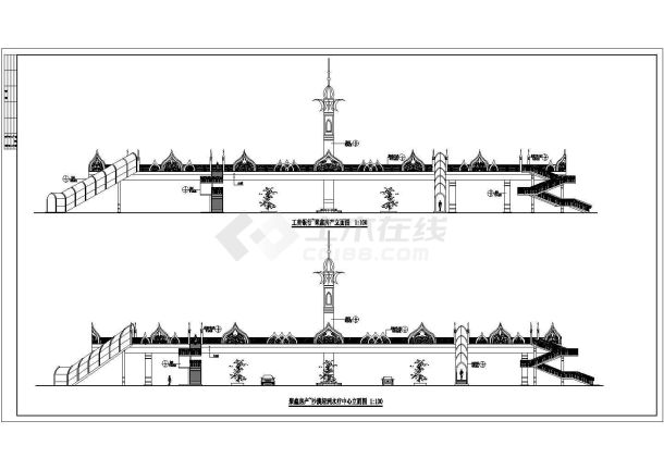 人行天桥建筑设计施工图（共3张）-图二