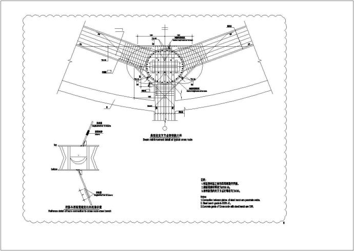 国外某工程的交叉柱节点构造详图纸_图1