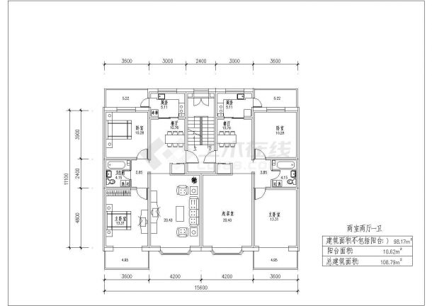 某公司配套住宅楼户型平面设计方案图-图一