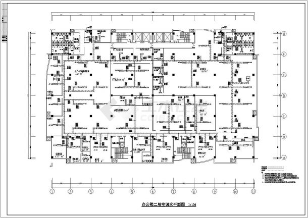 某办公楼整套空调设计cad平面施工方案图-图二