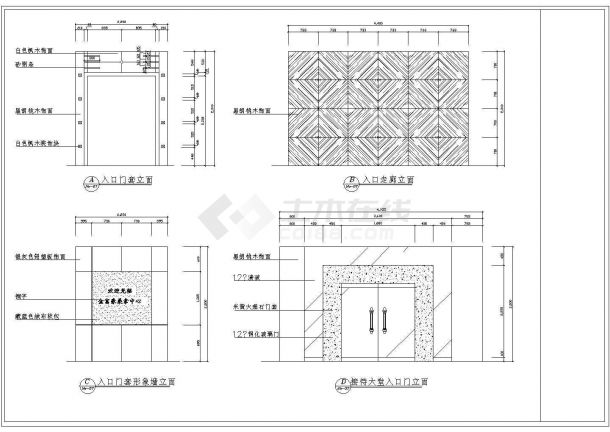 某地区桑拿立面装修设计施工图（全套）-图二