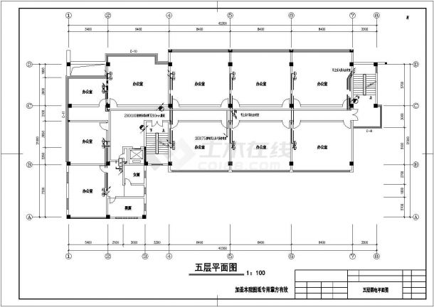 六层办公楼电气设计方案施工平面图-图一