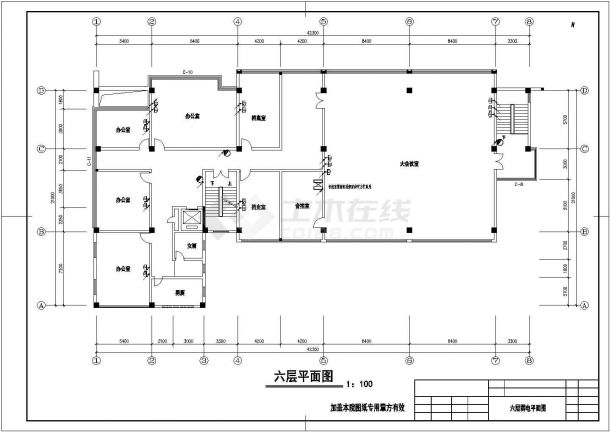 六层办公楼电气设计方案施工平面图-图二
