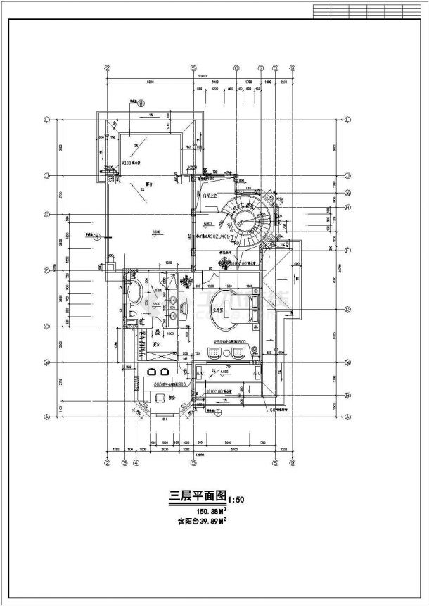 某三层576平方米别墅建筑施工图-图二