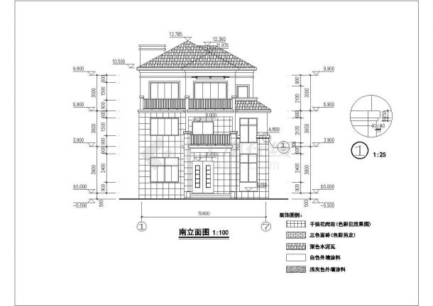 三层410平方米混合结构住宅建筑施工图