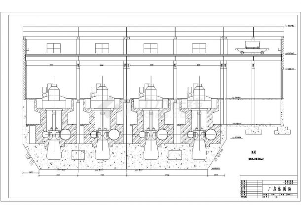 某地区水力发电站厂房cad设计建筑图纸-图二