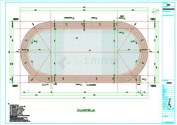 综合小学跑道cad设计施工图-图二