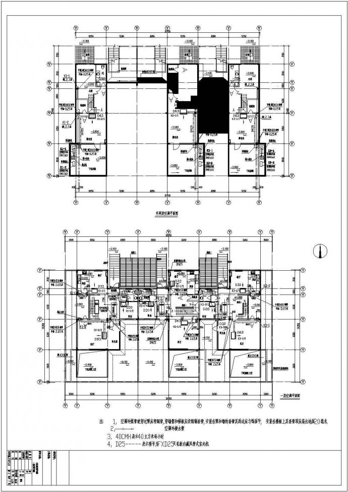 别墅多联空调设计cad线路管线施工方案图_图1