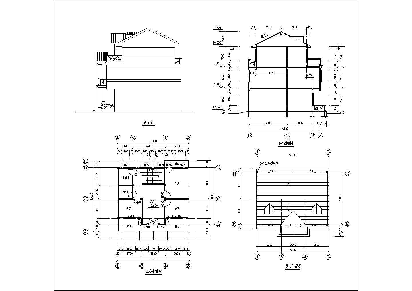三层333平方米砖混农村住宅结构设计施工图