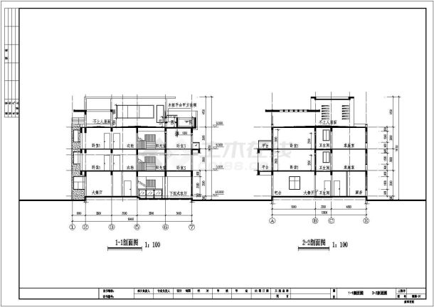 某三层框架结构住宅别墅建筑施工图-图二