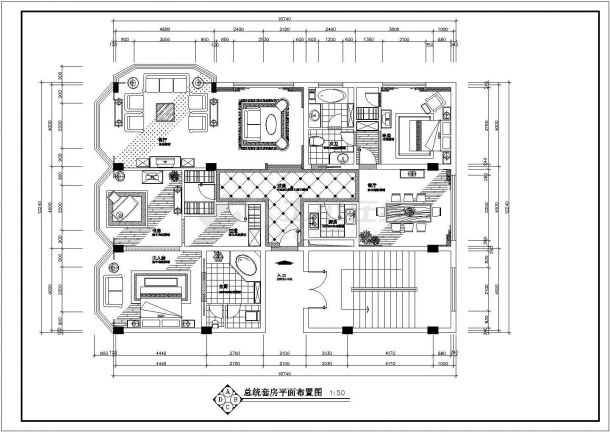 香港某乡镇总统套房CAD装修布置图-图一