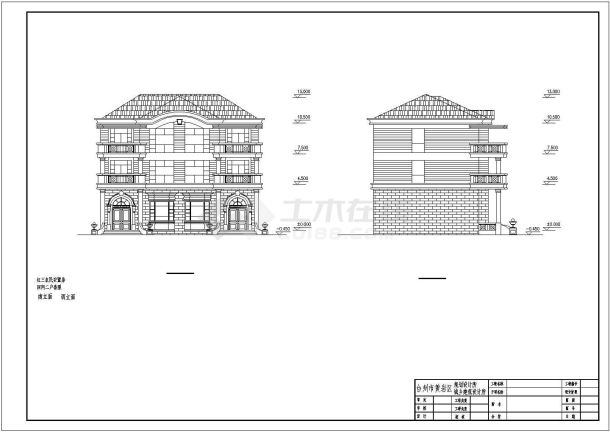 四川省某地区三层CAD别墅设计建筑图-图二