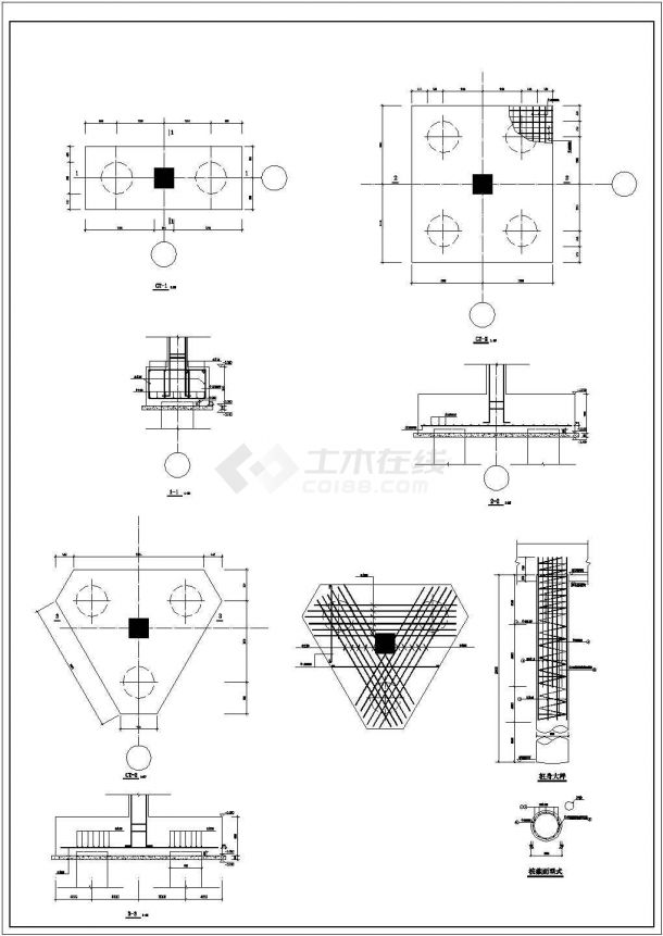 山西长治4层框架结构游泳馆结构施工图（屋面为网架结构）-图二