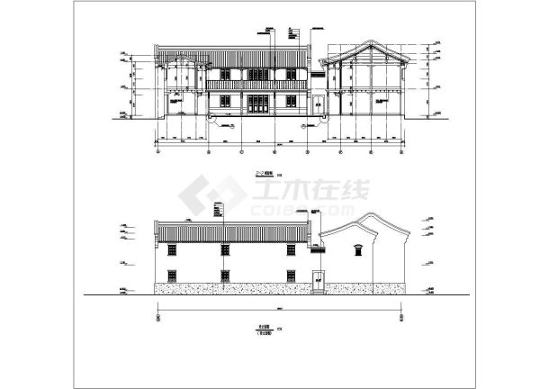 某地区二层古建筑设计方案规划施工图-图二