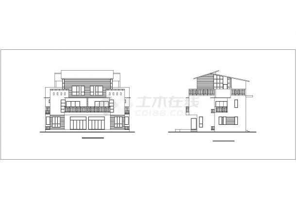 小区现代风格双拼别墅建筑设计施工图纸（含效果图）-图一