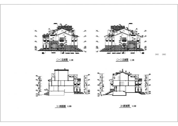 联排别墅建筑全套设计施工图（含效果图）_图1
