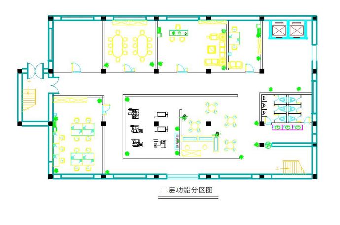 两层楼办公空间平面布置图_图1