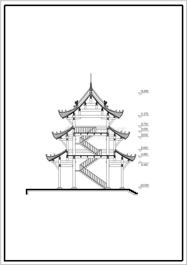 某地区古建筑规划方案施工设计图纸-图二