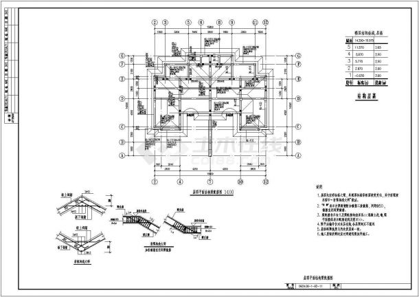 江西九江某多层框架住宅楼结构施工图-图一