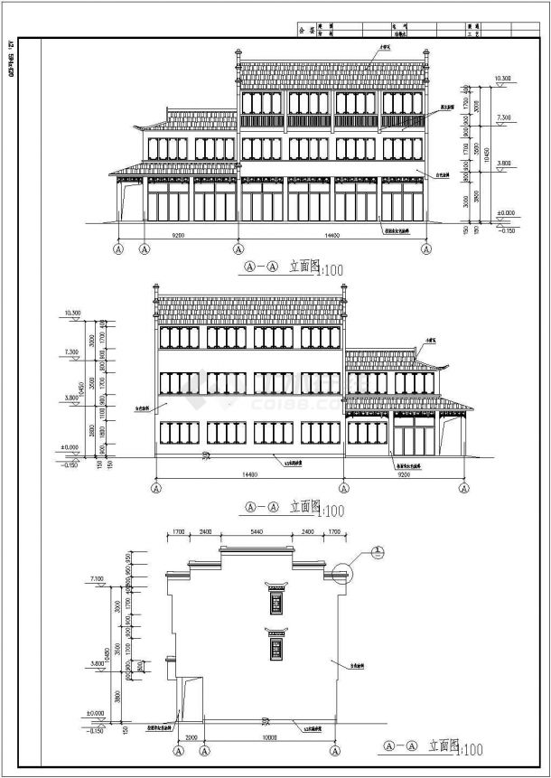 某地三层古建筑设计规划施工方案图-图二